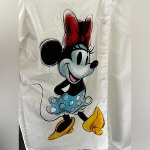 Disney100 XL White Collared Button Up Graphic Shirt Minnie Mouse